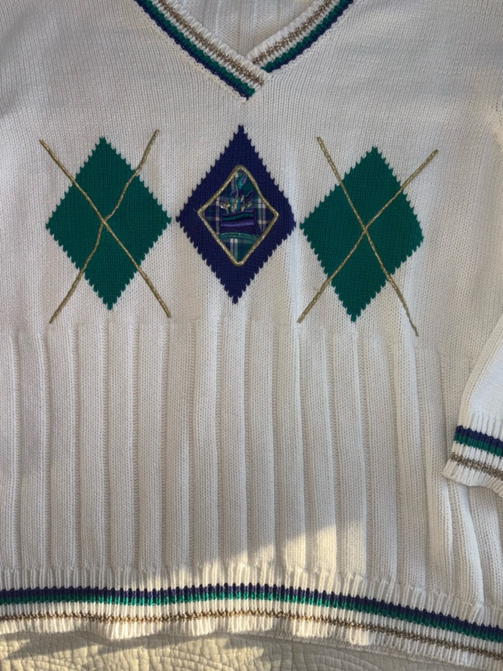 Vintage Golf Sweater with Argyle Large* - Picture 3 of 8